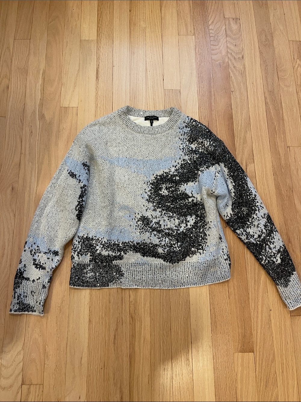rag & bone Gray and Black Abstract Crewneck Sweater size XS